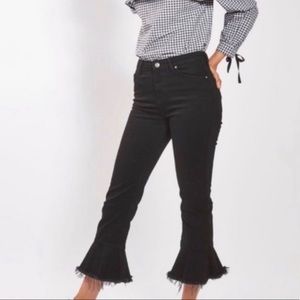 Top Shop Moto Dree Kick Flare Jeans- Black Cropped